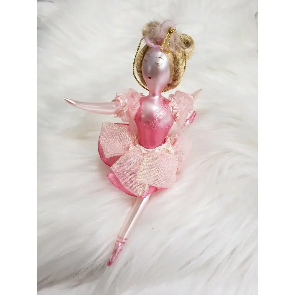 GORGEOUS Vintage Blown Glass‎ Lady Blonde Hair BALLERINA Christmas ORNAMENT swan